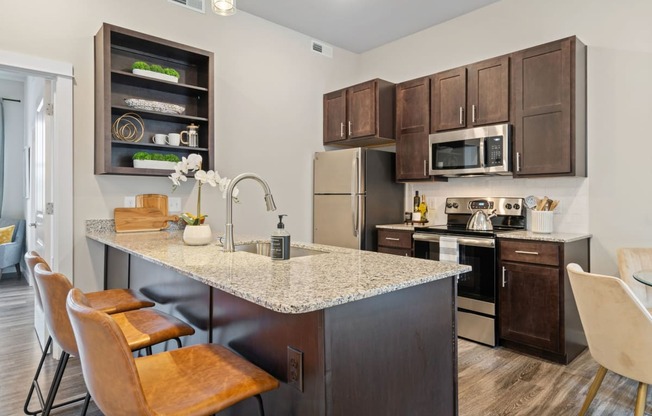 Fully-Equipped Kitchen with Dark Cabinetry