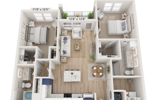 2 beds, 2 baths, 1,108 sqft, $2,045