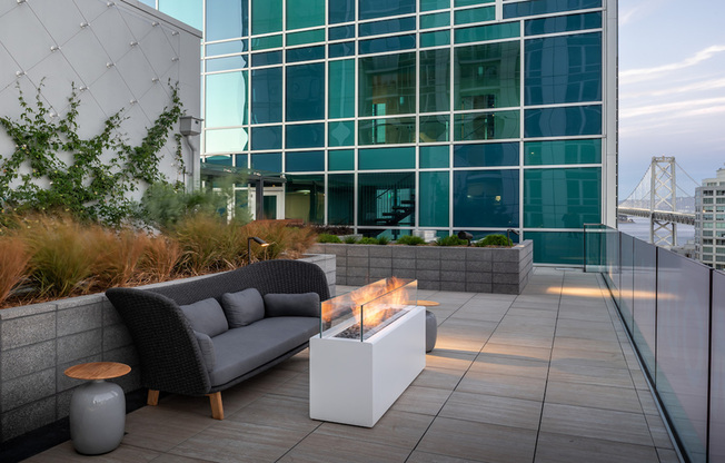 Take in the SanFrancisco Bay Bridge with firepits and cozy lounge spaces