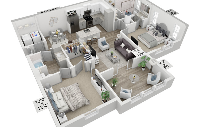 2 beds, 2 baths, 1,164 sqft, $1,635