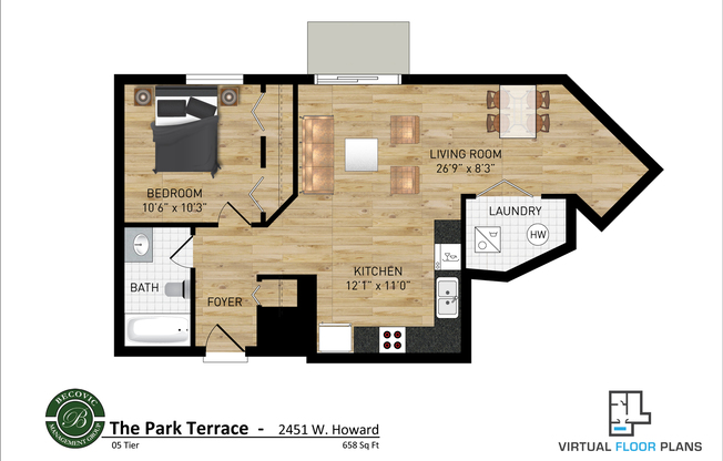 1 bed, 1 bath, 600 sqft, $2,050, Unit 505