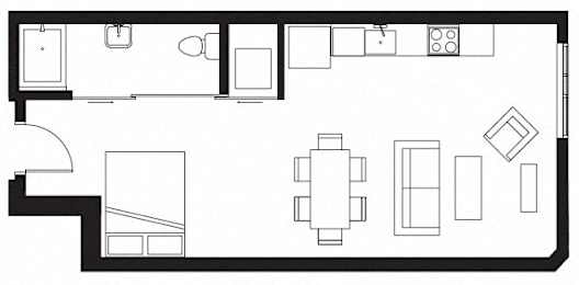 Studio, 1 bath, 546 sqft, $1,682