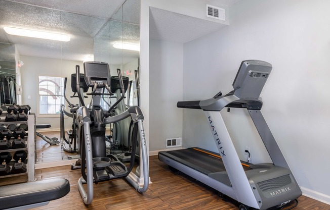 Fitness center with cardio equipment and free weights