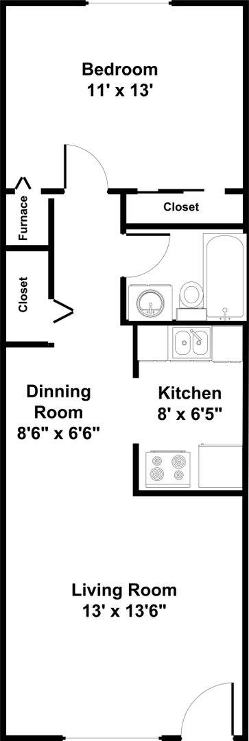 1 bed, 1 bath, 600 sqft, $795, Unit 58-04
