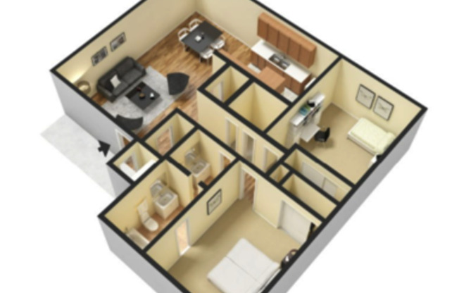 2 beds, 1.5 baths, 852 sqft, $1,200, Unit 1001