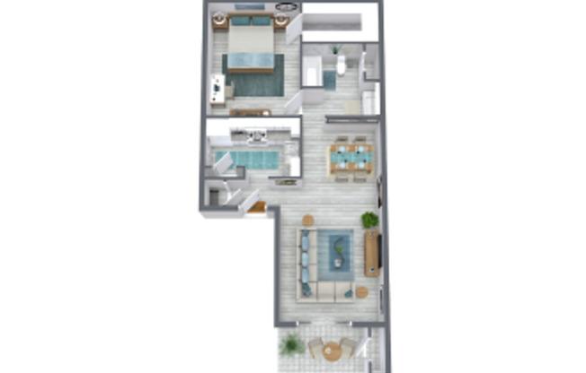 1 bed, 1 bath, 735 sqft, $895