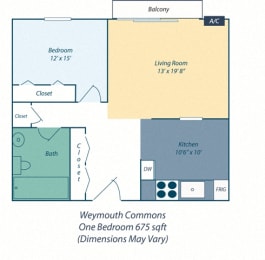 1 bed, 1 bath, 675 sqft, $2,341