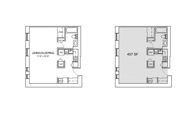 Studio, 1 bath, 457 sqft, $1,559, Unit A-107