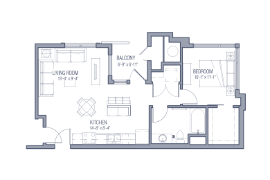 1 bed, 1 bath, 701 sqft, $2,260
