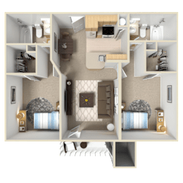 2 beds, 2 baths, 970 sqft, $1,302