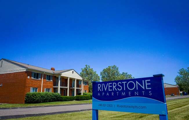Riverstone Apartments entrance in Southfield, Michigan