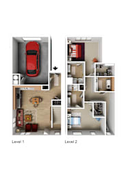 2 beds, 2 baths, 1,310 sqft, $1,699