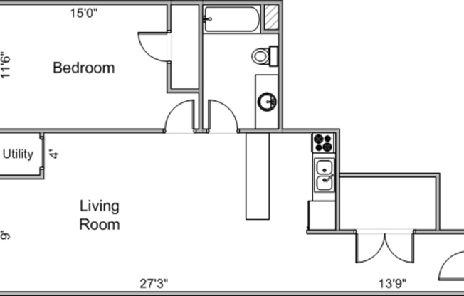 1 bed, 1 bath, 500 sqft, $1,839, Unit 45R-206