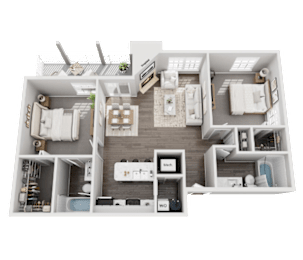 2 beds, 2 baths, 1,050 sqft, $2,564