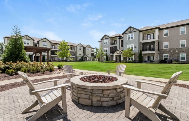 Copperfield apartments outdoor fire pit and social lounging area