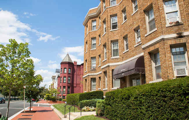 exterior of brick apartment building called the foreland in washington dc