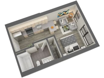 Studio, 1 bath, 362 sqft, $1,080