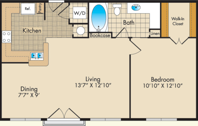 1 bed, 1 bath, 660 sqft, $1,395