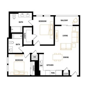 2 beds, 2 baths, 1,001 sqft, $4,069