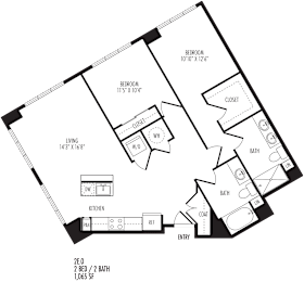 2 beds, 2 baths, 1,065 sqft, $2,228