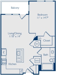 1 bed, 1 bath, 719 sqft, $2,577