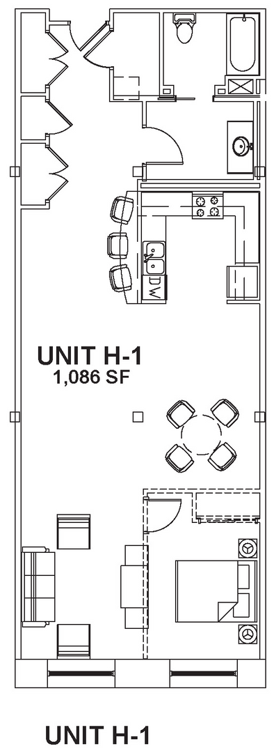 Studio, 1 bath, 1,086 sqft, $1,900, Unit 124