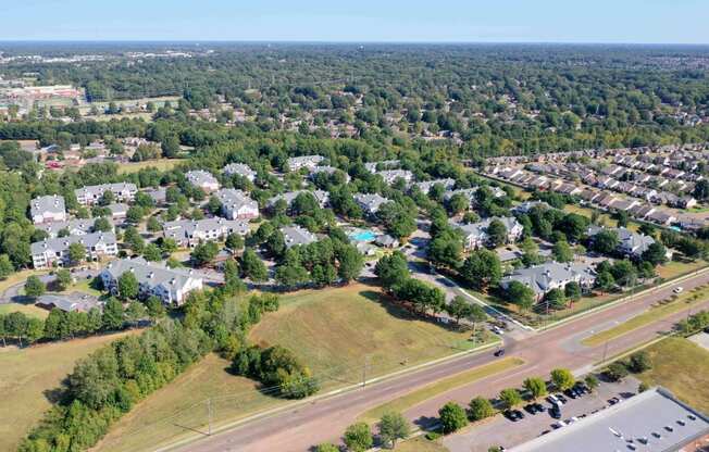 Enclave at Wolfchase Apartments in Cordova Tennessee photo of aerial view of neighborhood