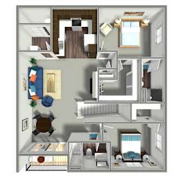 2 beds, 2 baths, 1,203 sqft, $1,720