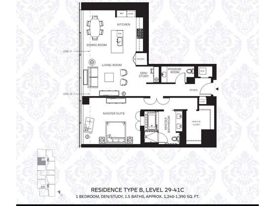 1 bed, 2 baths, 1,320 sqft, $5,695, Unit 34C