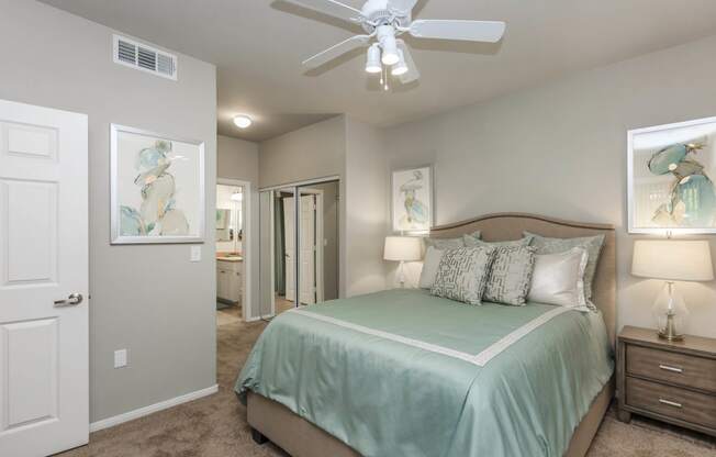 Bedroom with window view at The Covington by Picerne, Las Vegas, 89139