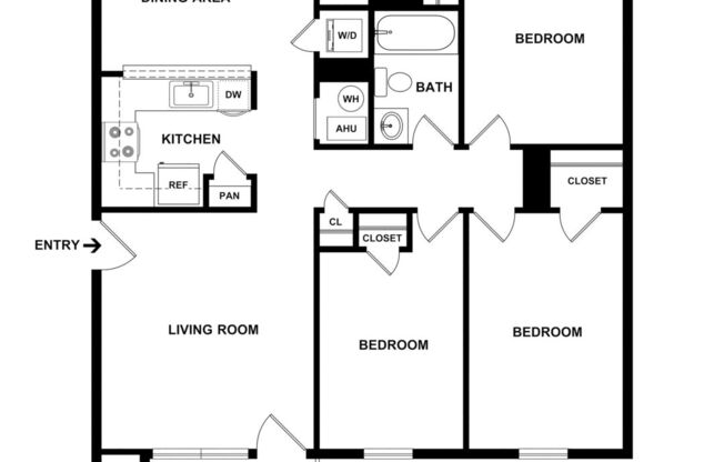 3 beds, 1 bath, 1,024 sqft, $1,532