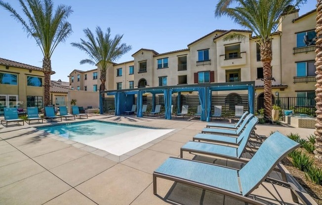 Sundeck near spa with lounge chairs