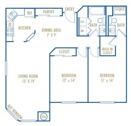 2 beds, 2 baths, 1,170 sqft, $1,898