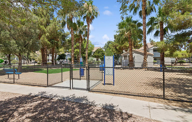 Community Dog Park with Agility Equipment at Monterra Apartments located in Las Vegas, NV.