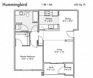 1 bed, 1 bath, 653 sqft, $1,583