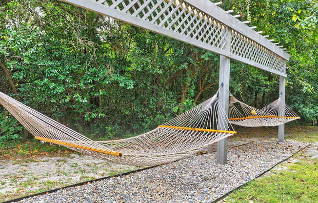 Two hammocks at Lofts of Wilmington, Wilmington, North Carolina