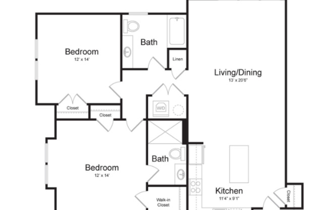 2 beds, 2 baths, 1,180 sqft, $3,550, Unit 6-405