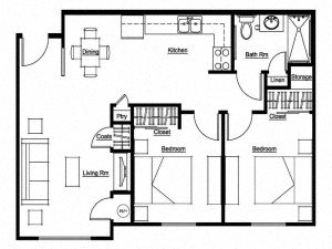 2 beds, 1 bath, 778 sqft, $838