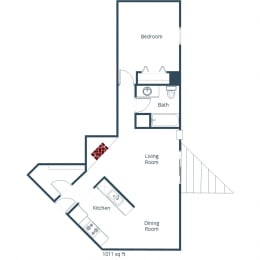 1 bed, 1 bath, 1,011 sqft, $1,490