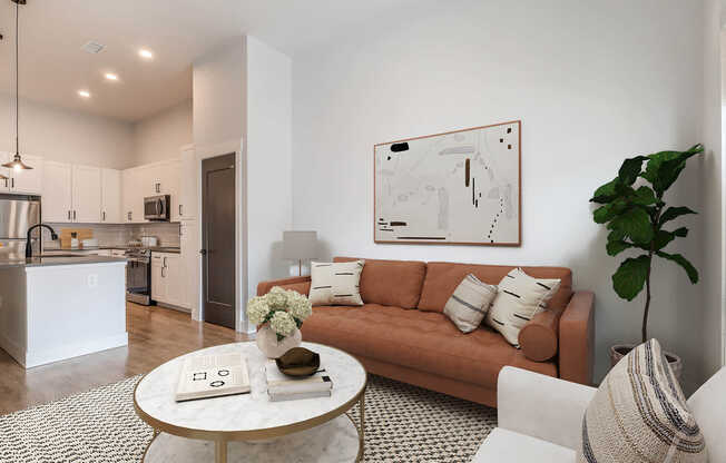 Living Area and Kitchen with Hard Surface Flooring