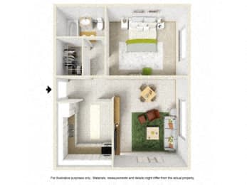 1 bed, 1 bath, 613 sqft, $1,550