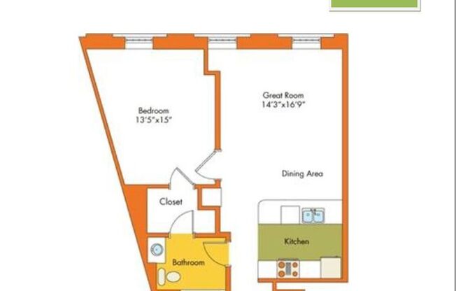 1 bed, 1 bath, 715 sqft, $2,050, Unit B-204