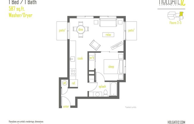 1 bed, 1 bath, 587 sqft, $1,675, Unit 207 MFTE