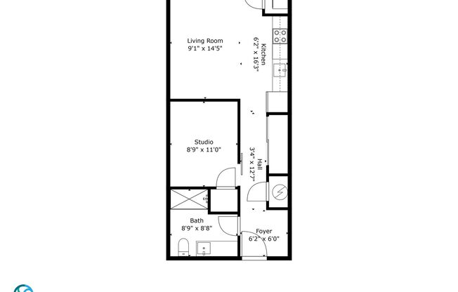 Studio, 1 bath, 598 sqft, $1,650, Unit 309