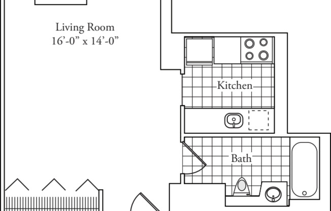 Studio, 1 bath, 415 sqft, $3,443, Unit 12E