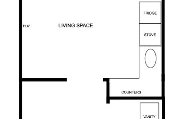 1 bed, 1 bath, 430 sqft, $825, Unit 807-13