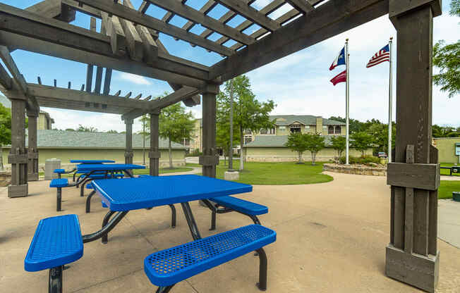 a picnic area and picnic tables