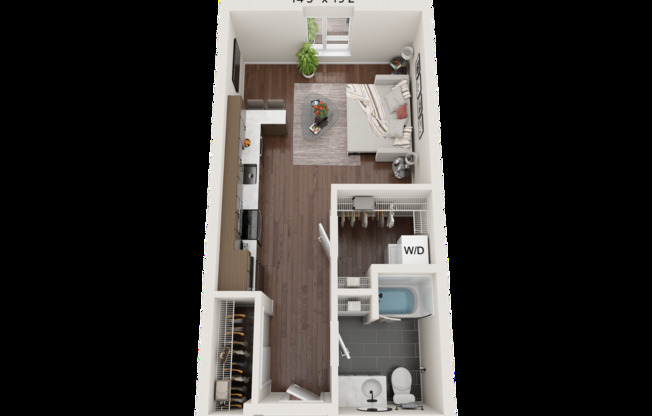 Studio, 1 bath, 500 sqft, $1,040, Unit 203