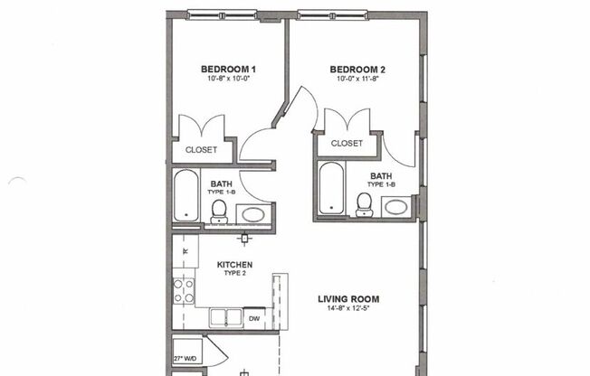 2 beds, 2 baths, 732 sqft, $1,295, Unit 101