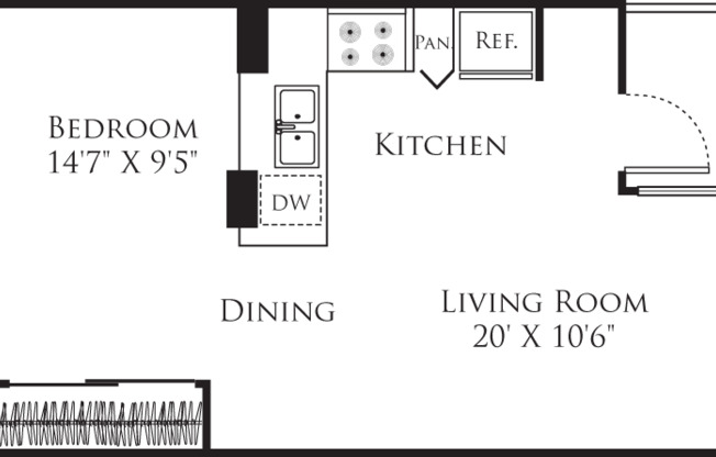 Studio, 1 bath, 711 sqft, $2,099, Unit 147